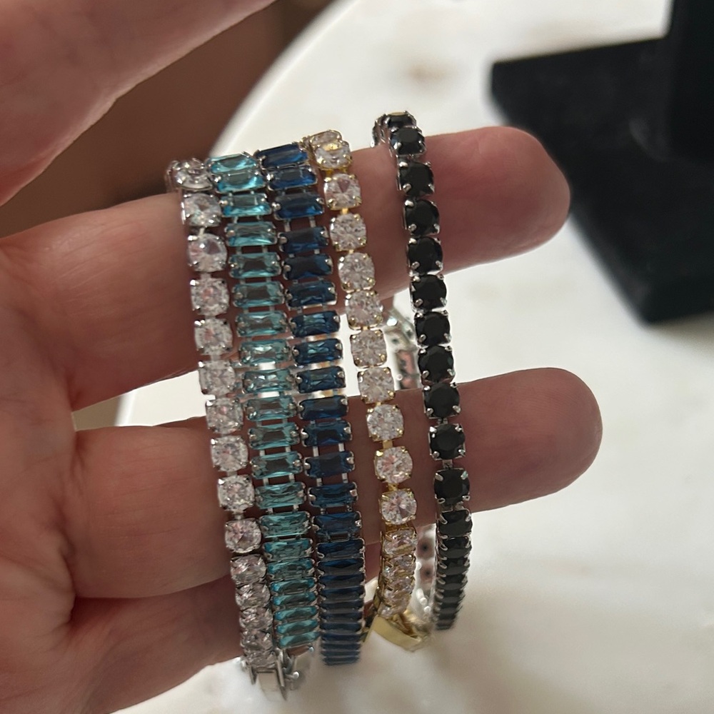 Stackable Multi-Color Crystal Tennis Bracelet Set… - image 2